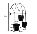Black Arched 3 Pot Wall Planter 40x52cm - Top-Down View