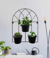 Black Arched 3 Pot Wall Planter 40x52cm - 45-Degree Angle