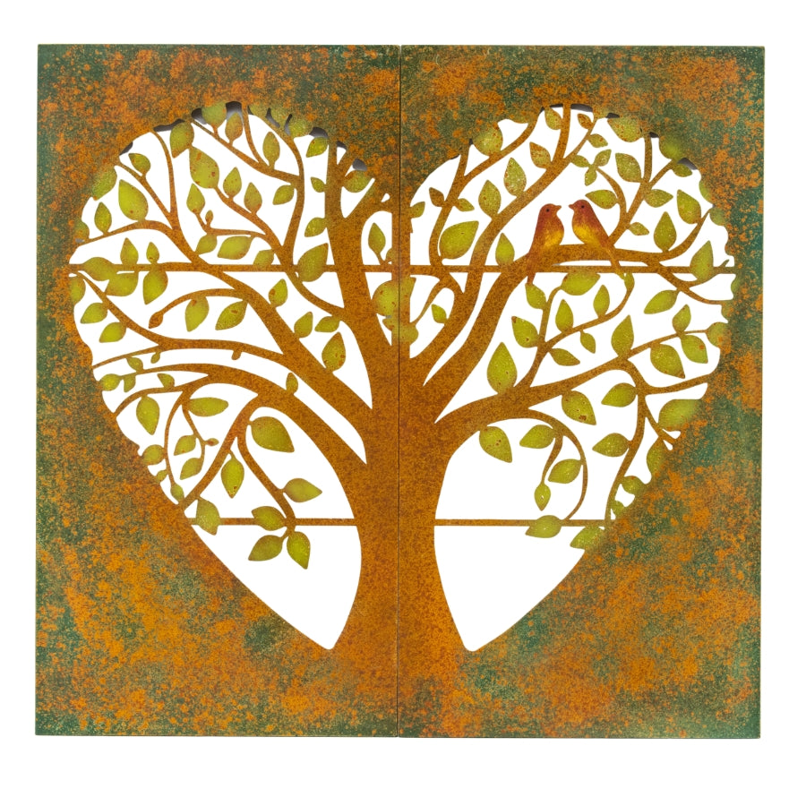 Laser cut Heart 2 Piece Tree of Life Wall Art 94x90cm