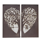 Laser cut Heart 2 Piece Tree of Life Wall Art 94x90cm - Top-Down View