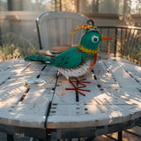 Colourful Green Bird Decoration 21cm - Top-Down View