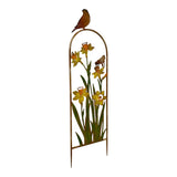 Arched Garden Stake w Yellow Flowers 91cm - Front View
