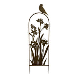 Arched Garden Stake w Yellow Flowers 91cm - Side View