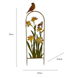 Arched Garden Stake w Yellow Flowers 91cm - 45-Degree Angle