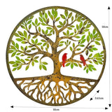 Round Laser Cut Tree Of Life w Roots + Birds 52cm - 45-Degree Angle