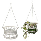 Set 2 Nested Antique White Hanging Baskets 36x77cm