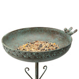 Ornate Round Birdbath w Bird 33x76cm - Front View