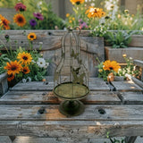 Distressed Green Footed Cloche w Butterflies 67cm - Front View