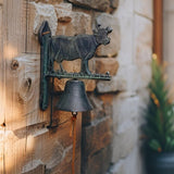 Cast Iron Cow Doorpost w Bell 26cm - Front View