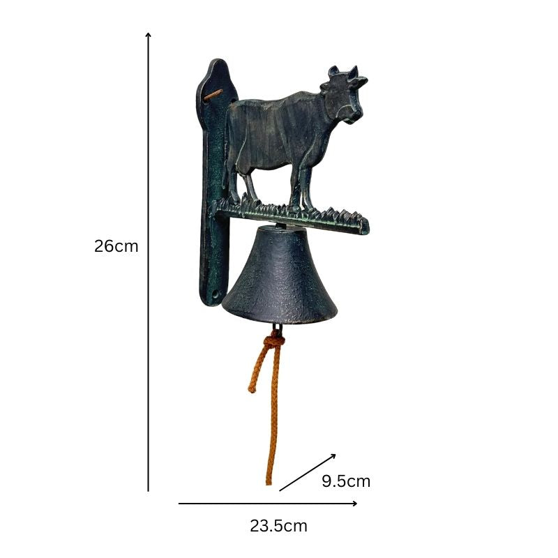 Cast Iron Cow Doorpost w Bell 26cm