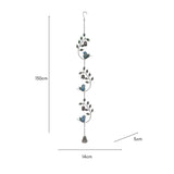 Hanging Bell w Leaves + Birds 14cm - Side View