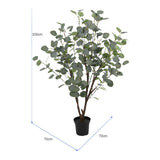 Potted Artificial Eucalyptus Gum Tree 100cm - 45-Degree Angle