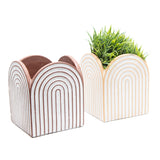 Set 2 Asst Arc Square Pot planters w Hole & Plug 17cm - Front View