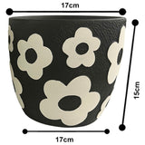 Set 2 Assorted Monochrome Flower Planters w Hole + Plug 17cm - 45-Degree Angle