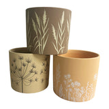 Set 3 Asst Flowergrass Design Planters w Hole + Plug 17cm - Side View