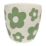 Set 2 Assorted Pastel Flower Planters w Hole + Plug 17cm - Top-Down View