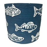 Set 3 Assorted Fish / Stripe Planters w Hole + Plug 14cm - Side View