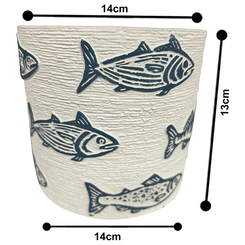 Set 3 Assorted Fish / Stripe Planters w Hole + Plug 14cm