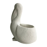 Contemporary White Pelican Planter w Hole + Plug 24cm - Front View