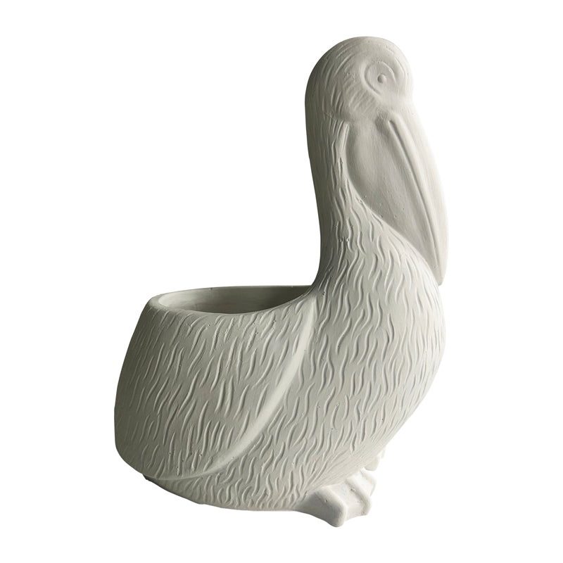 Contemporary White Pelican Planter w Hole + Plug 24cm