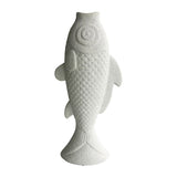 Contemporary White Fish Vase / Ornament 30cm - Front View