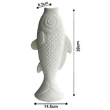 Contemporary White Fish Vase / Ornament 30cm - Top-Down View