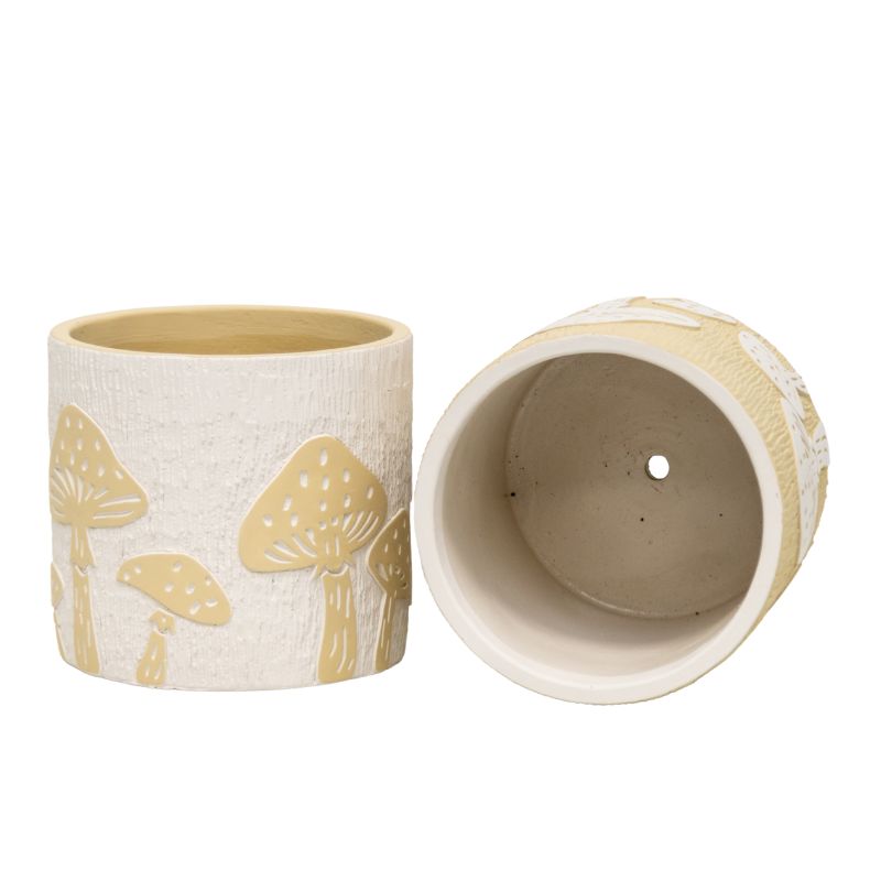 Set 2 Asst Mushroom Planters w Hole + Plug 17cm