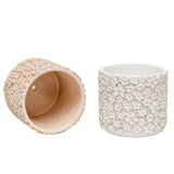 Set 2 Asst Flower Embossed Planters w Hole + Plug 18cm - Side View
