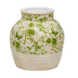 Glazed Green Stoneware Look Vase 25cm - Front View