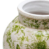 Glazed Green Stoneware Look Vase 25cm - Side View