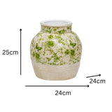 Glazed Green Stoneware Look Vase 25cm - Top-Down View