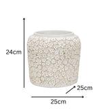 White Flower Embossed Planter w Hole + Plug 25cm - 45-Degree Angle
