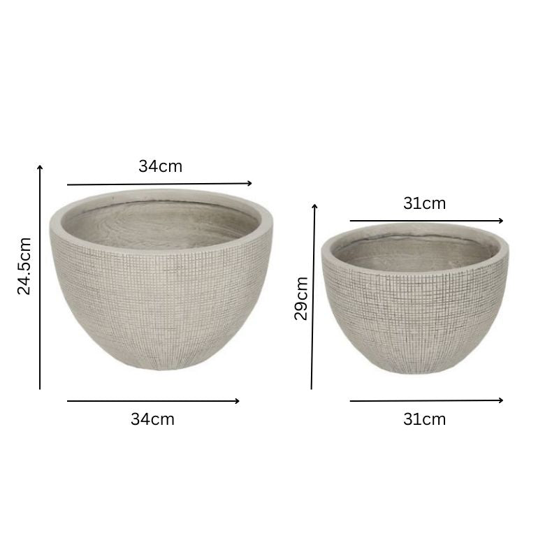 Set 2 Nested Subtle Textured Planter 37cm, 24cm