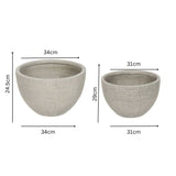 Set 2 Nested Subtle Textured Planter 37cm, 24cm - 45-Degree Angle
