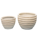 Set 2 Nested Ribbed Textured Planters 28cm, 21cm - Side View