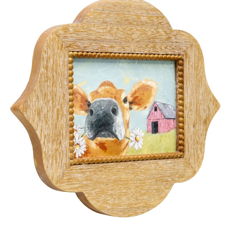 Cow W Daisies Framed Wall Art 38cm
