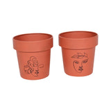 Set 2 Line Art Pot planters Assort 13cm - Front View