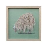 Long Haired Hand-Made Sheep Framed Canvas Wall Art 40cm