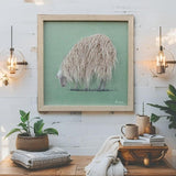 Long Haired Hand-Made Sheep Framed Canvas Wall Art 40cm - Front View