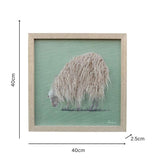 Long Haired Hand-Made Sheep Framed Canvas Wall Art 40cm - 45-Degree Angle