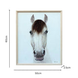 Horse Mugshot w Artificial Hair Framed Canvas Wall Art 60cm - 45-Degree Angle