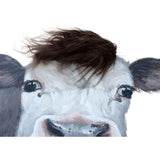 Curious Cow w Artificial Hair Framed Canvas Wall Art 60cm - Side View