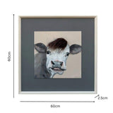 Curious Cow w Artificial Hair Framed Canvas Wall Art 60cm - 45-Degree Angle