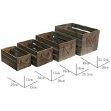 Set 4 Nested Wooden Storage Crates Rope Handles 40x30cm - Side View