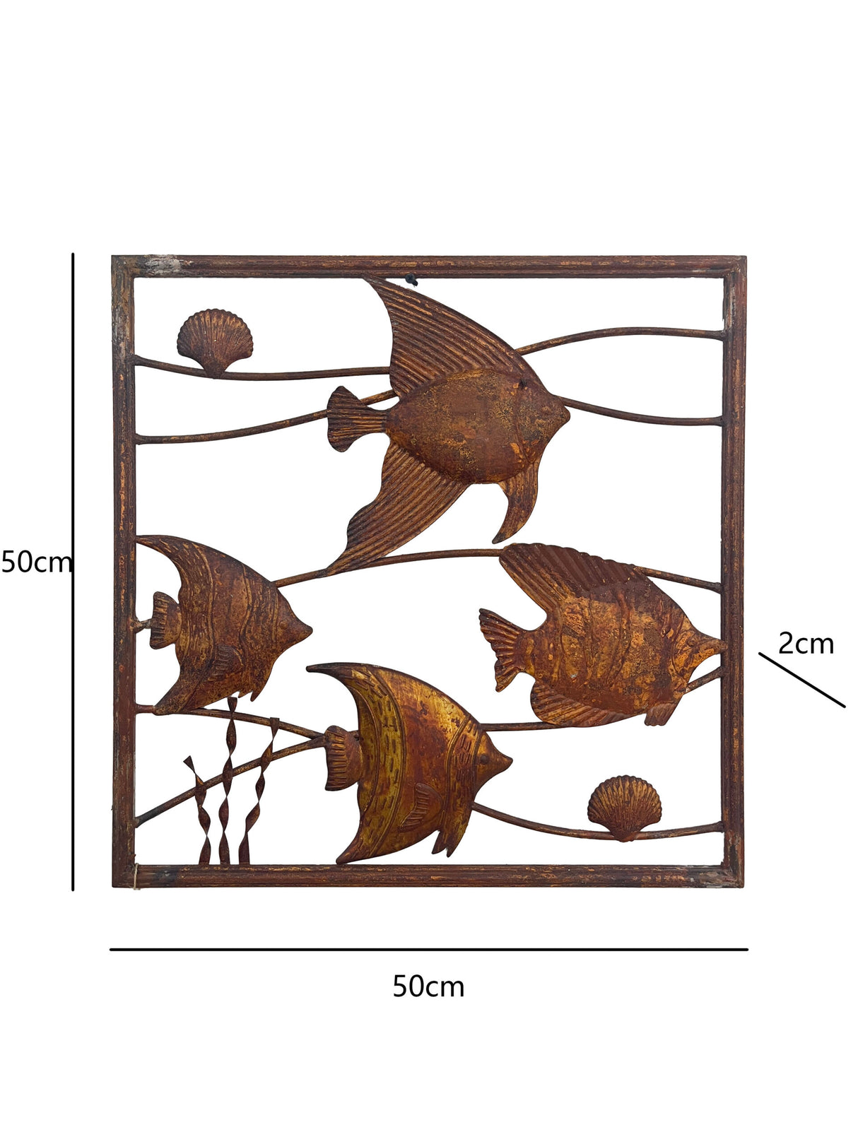 Rust Square School Of Fish Wall Art 50cm