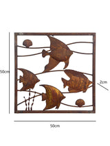 Rust Square School Of Fish Wall Art 50cm - Front View