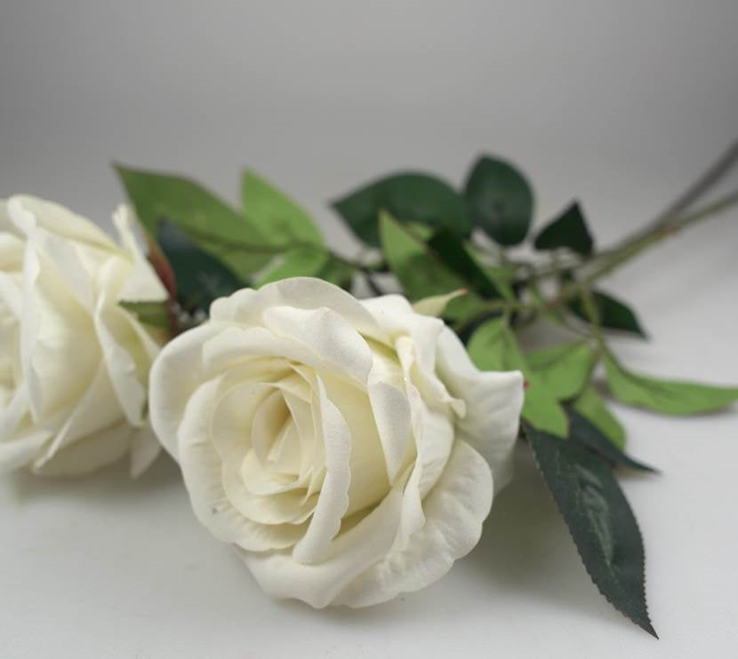 bulk 24 Articial Single Stem Rose White 62cm