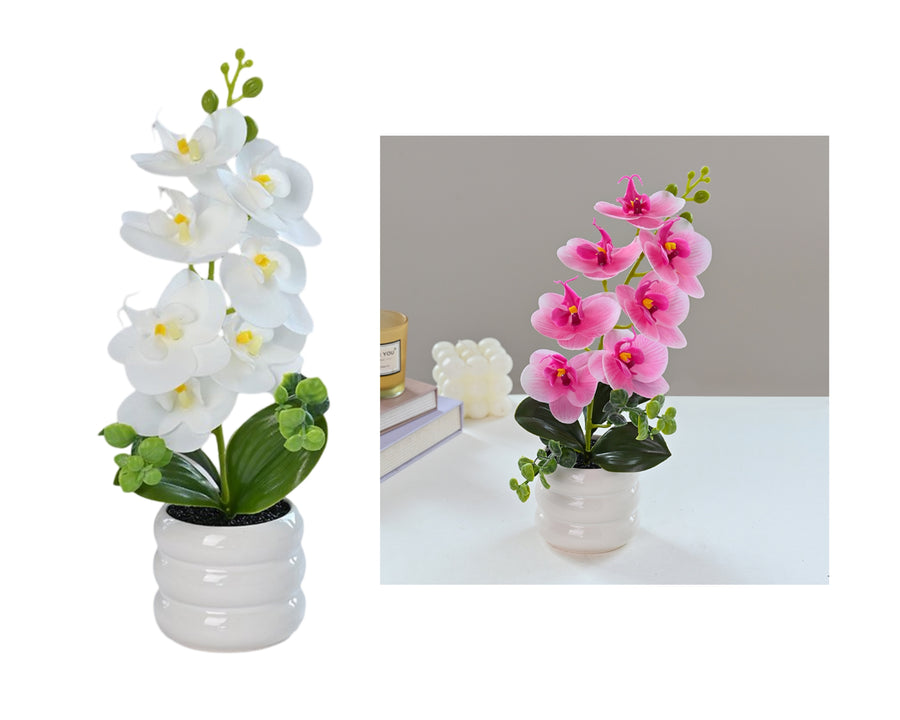 bulk 8 Artificial Orchid Pot Assort 28cm