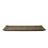 Sashimi Plate 33.2cm Green Contour Glaze - Top-Down View