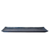 Sashimi Plate 33.2cm Blue Contour Glaze - Top-Down View